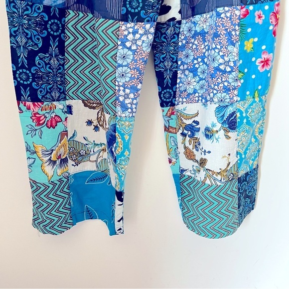 Rahab's Rope Colorful Cotton Patchwork Wide-Leg Baggy Pants Bohemian Summer - Picture 12 of 12